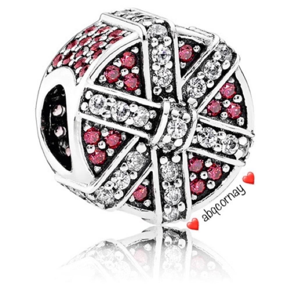 EUC Pandora 792006CZR Sterling Silver Shimmering Gift w/ Red & Clear Zirconia